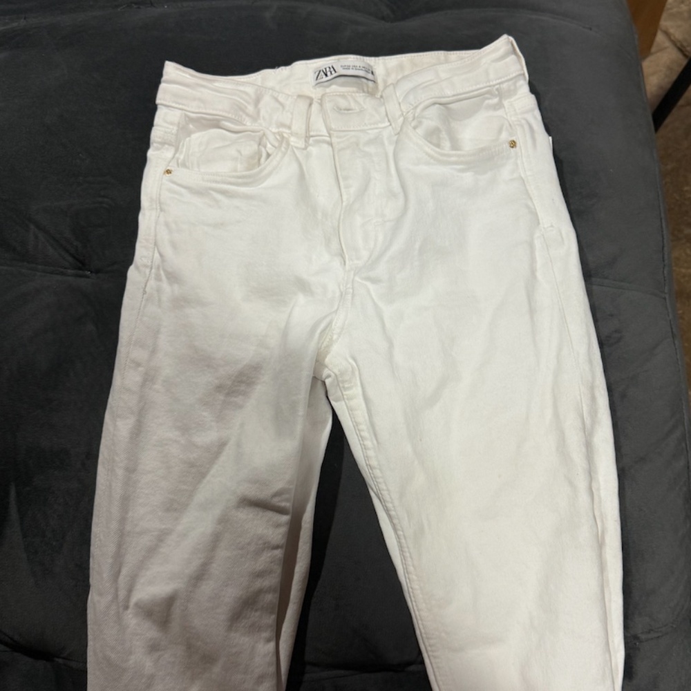 zara white jeans